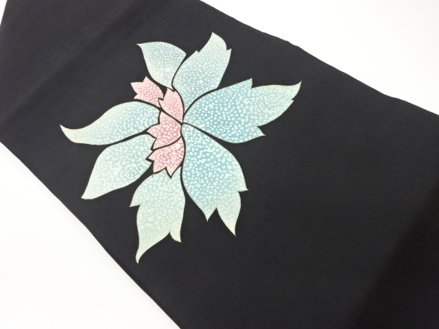 塩瀬金彩花模様織出し名古屋帯